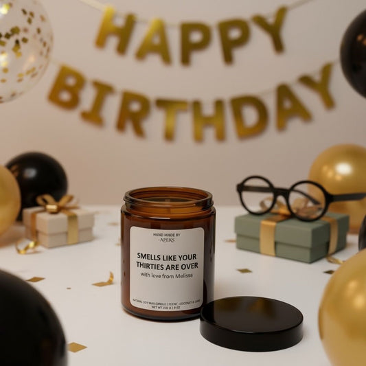 Personalised Amber Glass Soy Candle – Add Your Custom Message