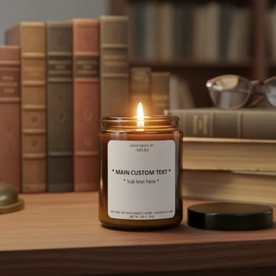 Personalised Amber Glass Soy Candle – Add Your Custom Message