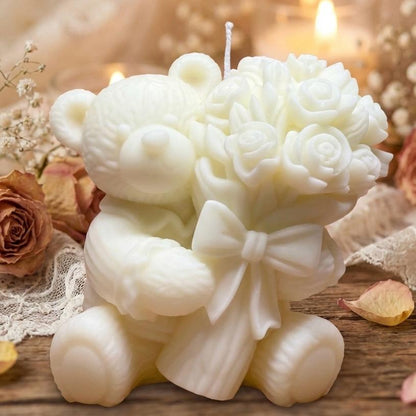 Teddy Hugs & Flowers Candle