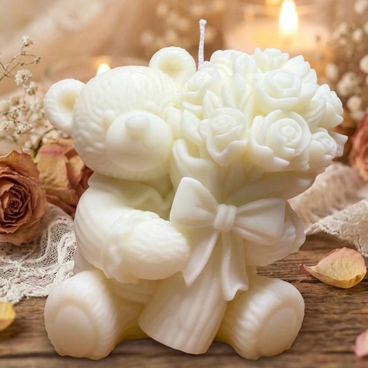 Teddy Hugs & Flowers Candle