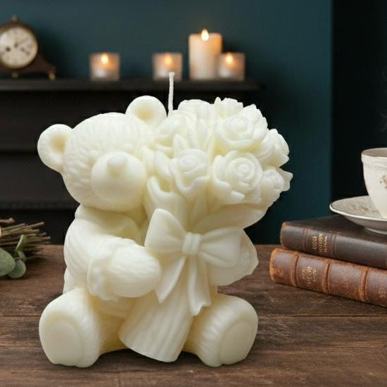Teddy Hugs & Flowers Candle