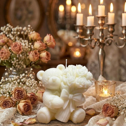 Teddy Hugs & Flowers Candle