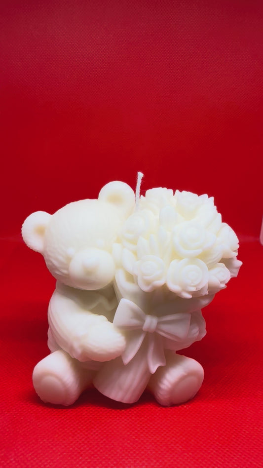 Teddy Hugs & Flowers Candle